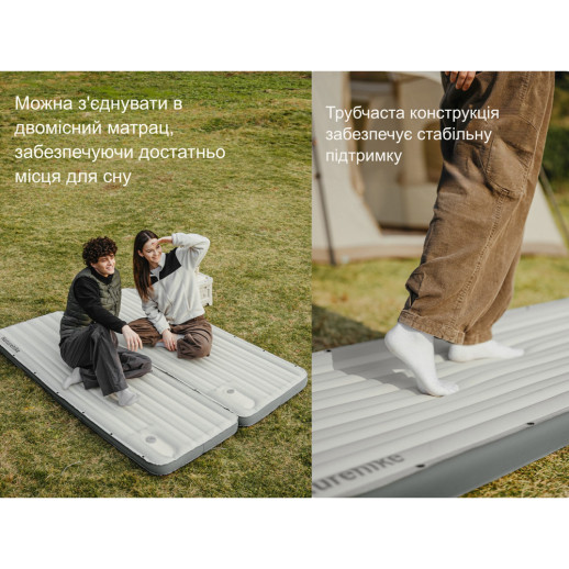 Матрас туристический надувной одноместный Naturehike CNK2450WS034, 198х68х9.5 см, коричневый, для кемпинга с мешком для надува