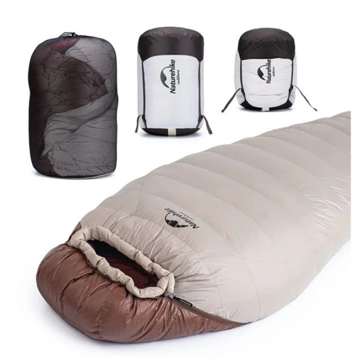 Спальник с натуральным пухом Naturehike Snowbird NH20YD001, р-р M, коричневый 510 г