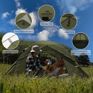 Палатка трехместная Naturehike P-Series CNK2300ZP028, темная оливковая