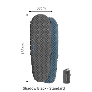 Матрас надувной сверхлегкий Naturehike CNH22DZ018, овальный, с мешком для надувания, 183 см, серый