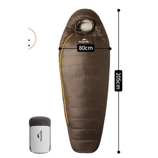 Спальник с натуральным пухом Naturehike Snowbird CNK2550WS014, р-р L, темно-коричневый 400 г