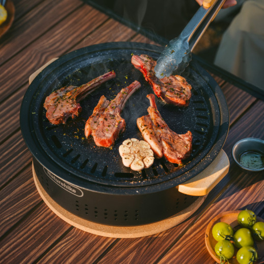 Настольная круглая печь с решеткой Naturehike CNK2550CF010, 36*32.6*12 см, хромированное железо