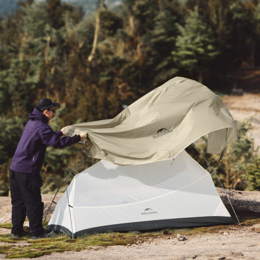 Палатка сверхлегкая двухместная Naturehike Cloud Up Pro CNK2350WS020, 20D, песочная