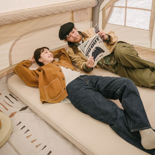 Матрас самонадувающийся 10 см двойной с помпой Naturehike NH20FCD08, бежевый