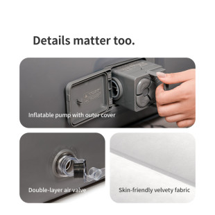 Самонадувающийся матрас, двухместный, со встроенной помпой Naturehike CNK2450WS040, 250 мм, серый