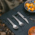 Набор столовых приборов (ложка, вилка, нож) из титана Naturehike CNH22CJ017, серый с мешочком