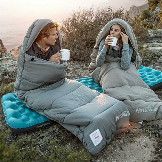 Спальник с капюшоном Naturehike M400 NH20MSD02, (1°C), правый, серый (6927595776056)