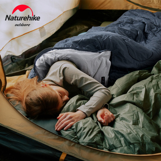 Спальник с капюшоном и закругленным дном Naturehike Y150 NH21MSD08 левый, темно-голубой