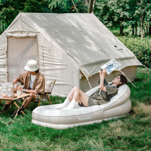 Надувной матрас одноместный с подголовником Naturehike CNK2300DZ020, бежевый