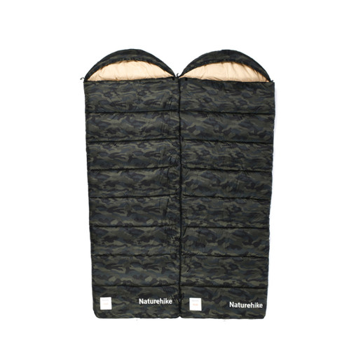 Спальный мешок с капюшоном Naturehike M320 CNK2350WS023, зеленый камуфляж, левый