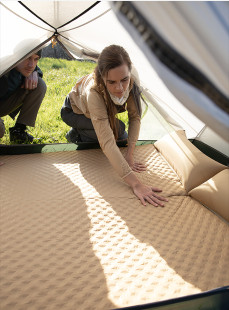 Коврик самонадувающийся двухместный с подушкой Naturehike NH18Q010-D, 25 мм, бежевый