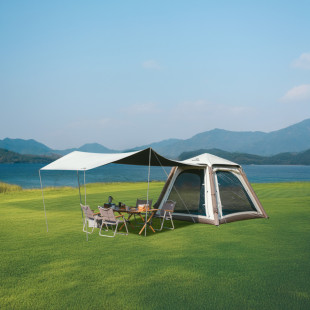 Палатка трехместная надувная автоматическая с тентом Naturehike Ango CNK2550WS017, коричневая