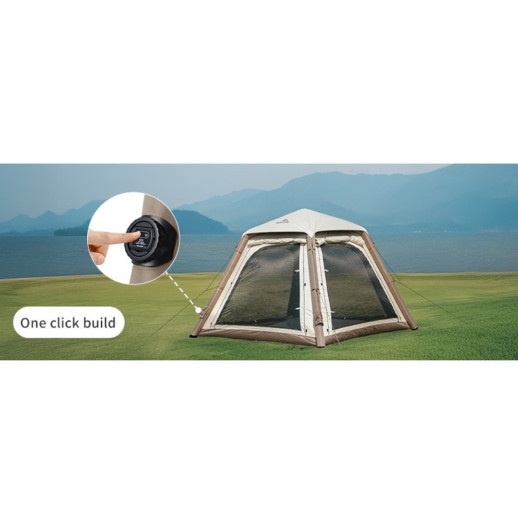 Палатка трехместная надувная автоматическая с тентом Naturehike Ango CNK2550WS017, коричневая