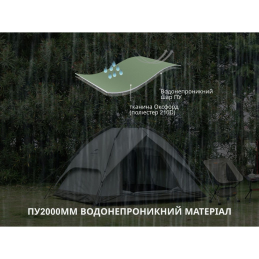 Палатка четырехместная автоматическая Naturehike NH21ZP008, темно-зеленая