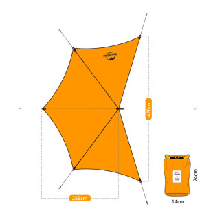 Тент туристический Naturehike 210T polyester 4,25х2.55м 0,66 кг orange (NH15T003-M)