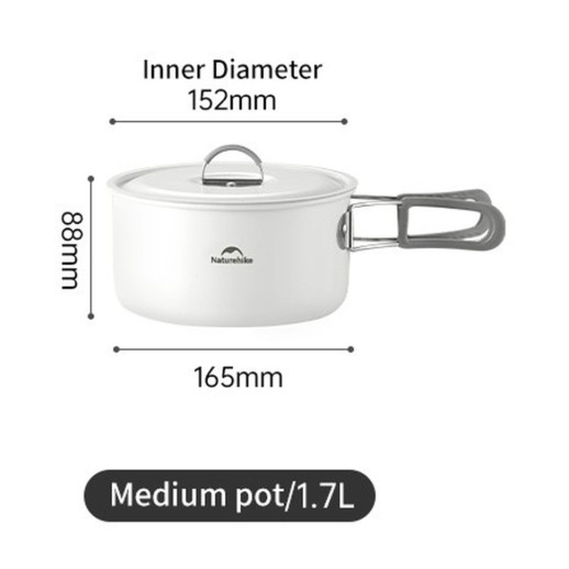Кастрюля с керамическим антипригарным покрытием Naturehike CNK2450CF013, 1.7 л, алюминий