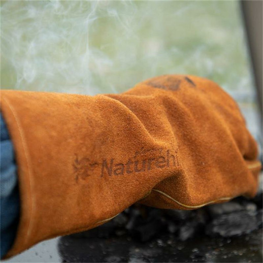 Перчатки огнеупорные Naturehike 35×14см Cow Split Leather Heat/Fire Resistent Gloves, коричневый