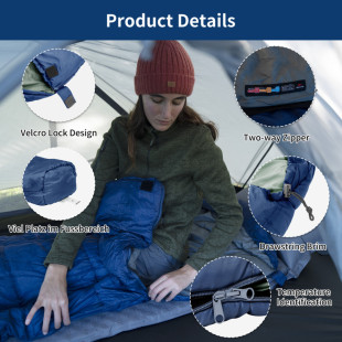 Спальник с капюшоном Naturehike MJ300 CNK2300SD014, темно-голубой