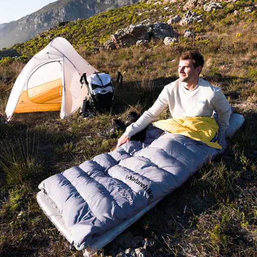 Спальник с натуральным пухом Naturehike CW400 NH18C400-D, р-р L, желто-серый