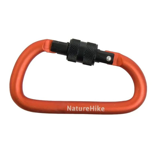 Карабин алюминиевый Naturehike D-type NH15A005-H, 6 см, оранжевый