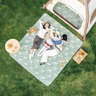 Коврик для пикника водостойкий Naturehike CNK2350WS010, 145x170 см, зеленый с принтом