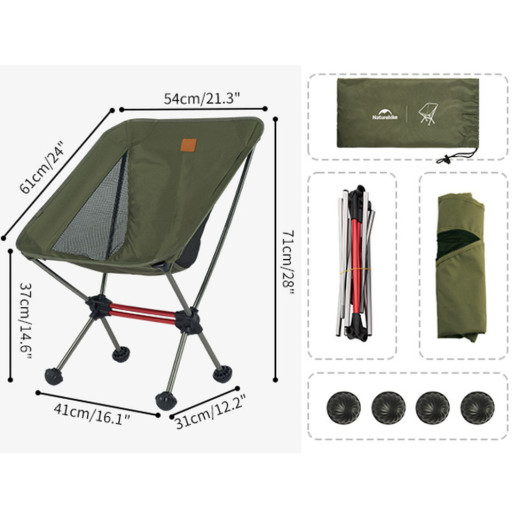 Стул складной ультралегкий Naturehike Stellaluna L01 CNK2350JJ017, алюминий, оливковый