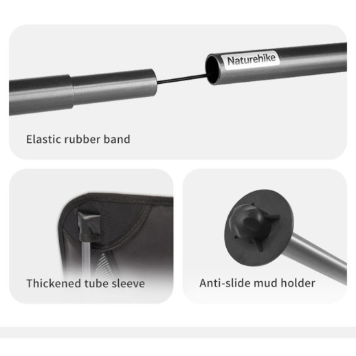 Стул складной ультралегкий Naturehike Stellaluna L04 CNK2450JJ015, размер М, алюминий, серый