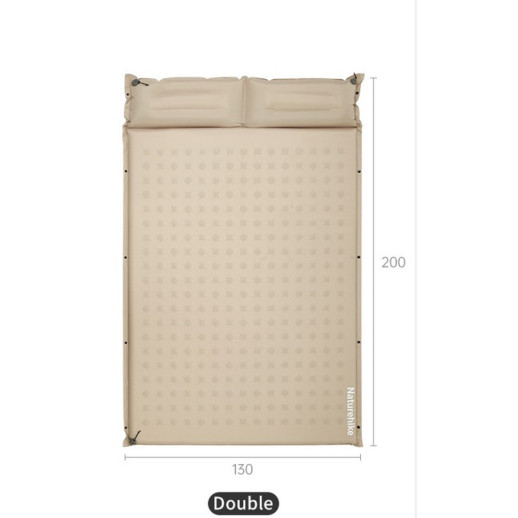 Коврик надувной с подушкой двухместный Naturehike CNK2550WS025, 30 мм, бежевый