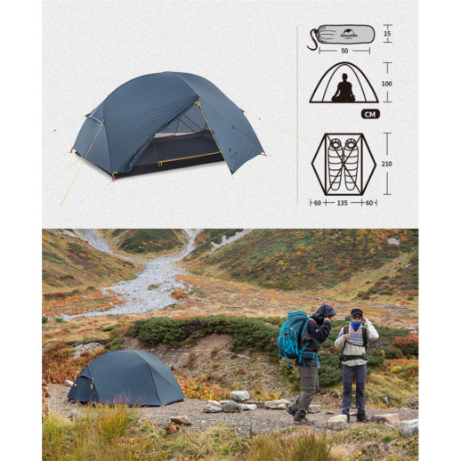 Палатка двухместная ультралегкая Naturehike Mongar UL NH19M002-J, темно-синяя