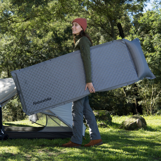 Коврик самонадувающийся одноместный с подушкой Naturehike CNK2300DZ014, 60мм, графит