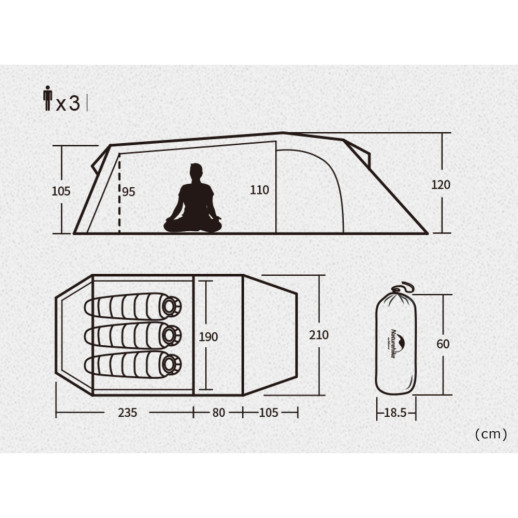 Палатка трехместная Naturehike Opalus, UL, NH17L001-L, светло-зеленая