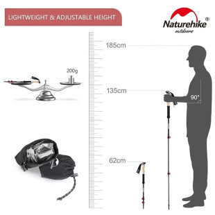 Трекинговые палки Naturehike NH20DS003, 135 см, черный/красный, 2 шт.