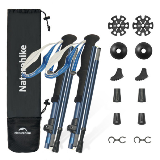Комплект из пятисекционных складных трекинговых палок Naturehike CNK2450DS013 Gale Pro, 115-135 см, 2 шт, синие