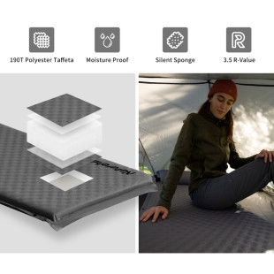 Коврик самонадувающийся одноместный с подушкой Naturehike CNK2300DZ014, 60 мм, графит (6976507663953)