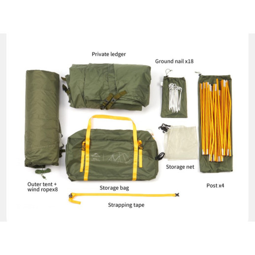 Палатка четырехместная Naturehike KOTA 4 CNK2450WS041, темно-зеленая