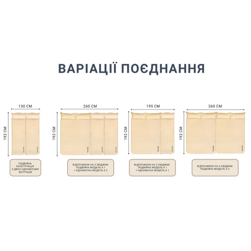 Самонадувающийся коврик двухместный с подушкой Naturehike CNK2300DZ014, 30 мм, бежевый (6976507663809)