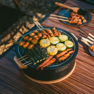 Настольная круглая печь с решеткой гриль Naturehike CNK2550CF010, 36*32.6*12 см, хромированное железо