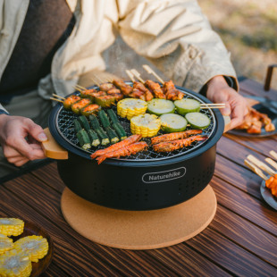 Настольная круглая печь с решеткой гриль Naturehike CNK2550CF010, 36*32.6*12 см, хромированное железо