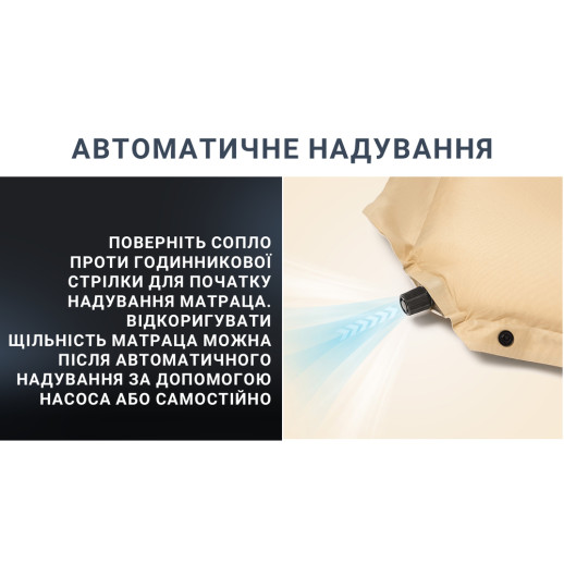 Самонадувающийся коврик одноместный с подушкой Naturehike CNK2300DZ014, 60 мм, бежевый (6976507663786)