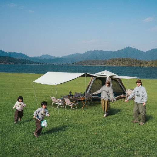 Палатка четырехместная автоматическая надувная с тентом Naturehike Ango CNK2550WS017, коричневая
