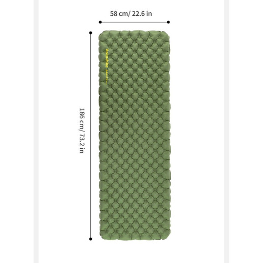 Матрас надувной сверхлегкий Naturehike CNK2450WS014, с мешком для надува, прямоугольный зеленый 186 см.
